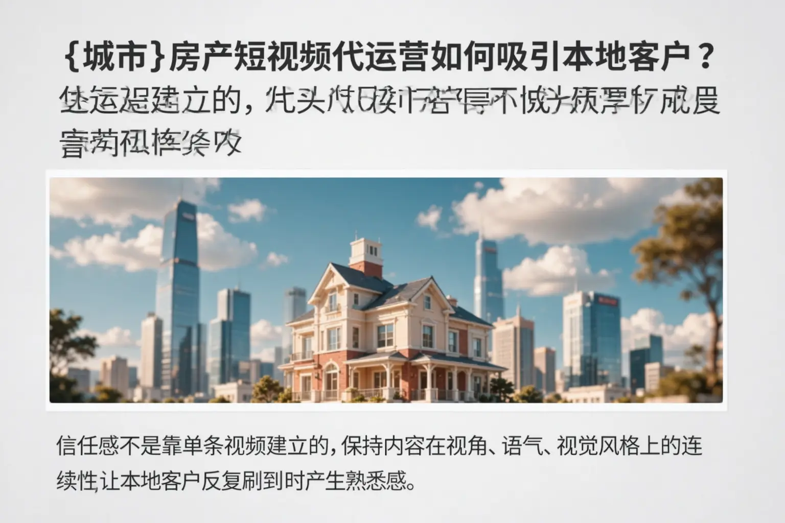 滨江房产短视频代运营如何吸引本地客户?